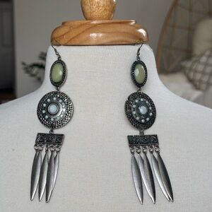 Bohemian Silver and Turquoise Dangle Earrings
